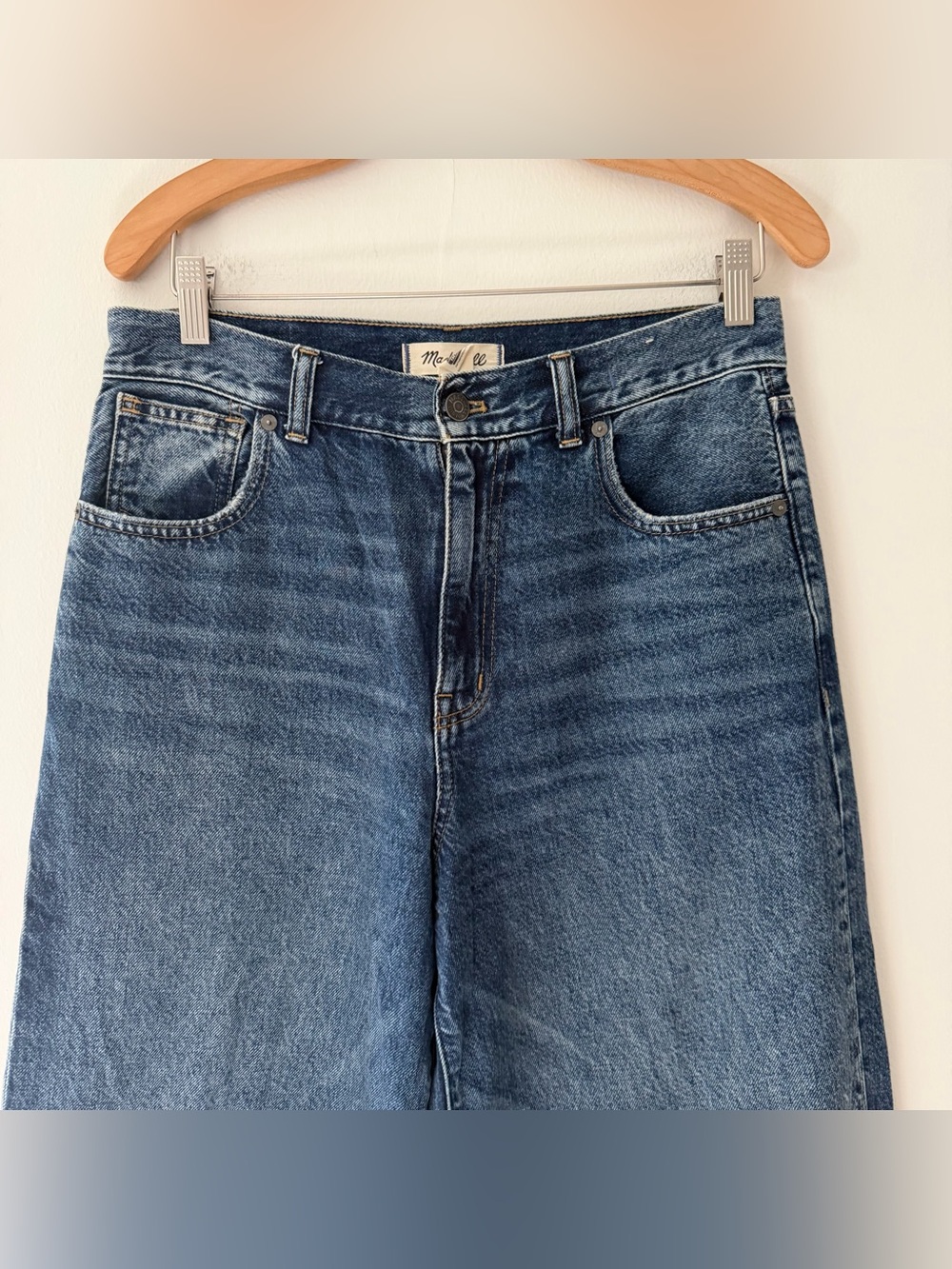 Madewell Superwide Leg Jeans Blue a wide Leg High Rise Blue Denim Size 28 - Picture 9 of 10